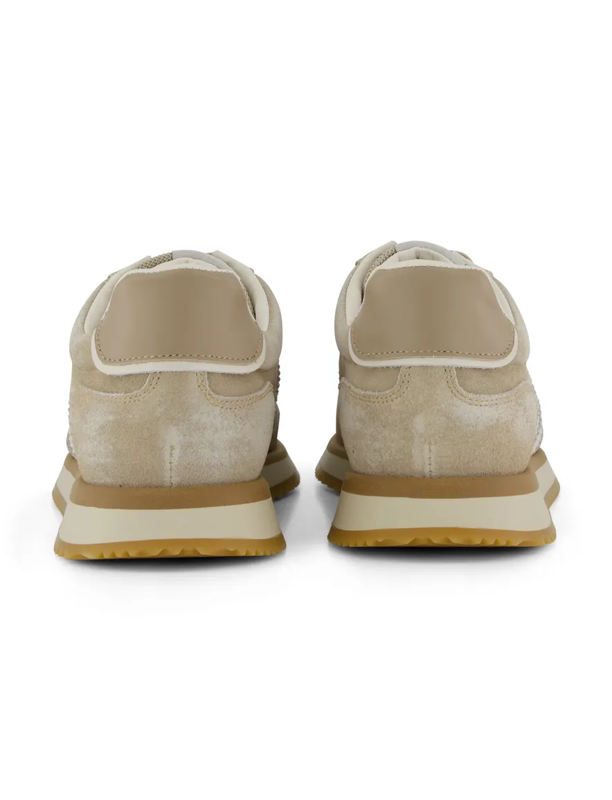 lage suede sneakers beige Giorgio met witte strepen