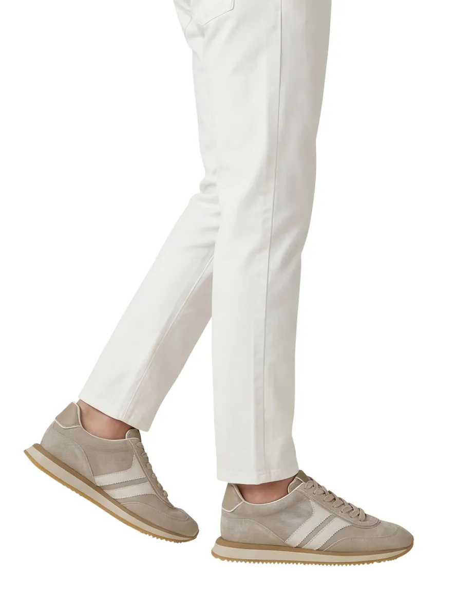 Giorgio sneakers beige met wit suede