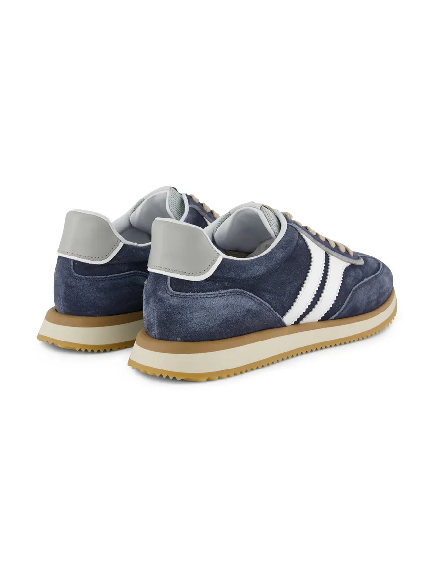 Giorgio sneaker blauw met witte strepen en veters