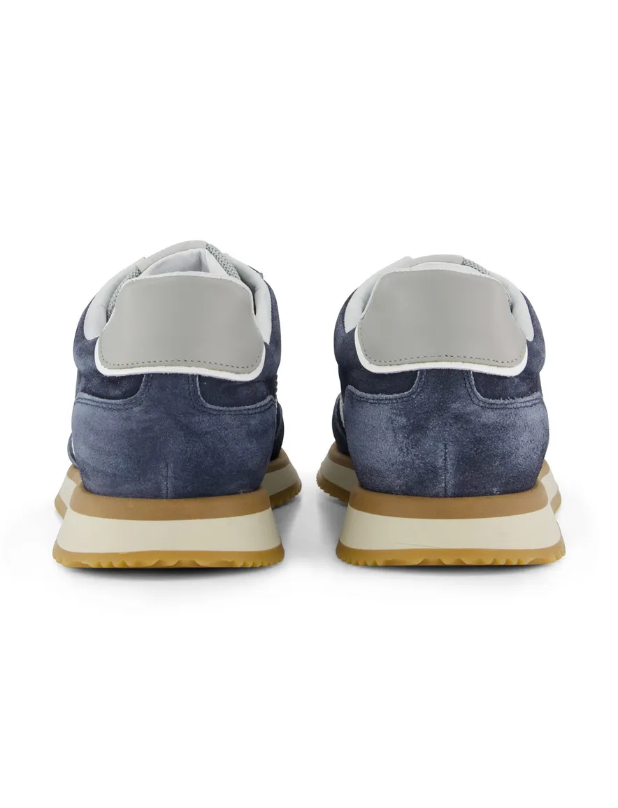 Giorgio sneaker blauw met witte strepen en veters