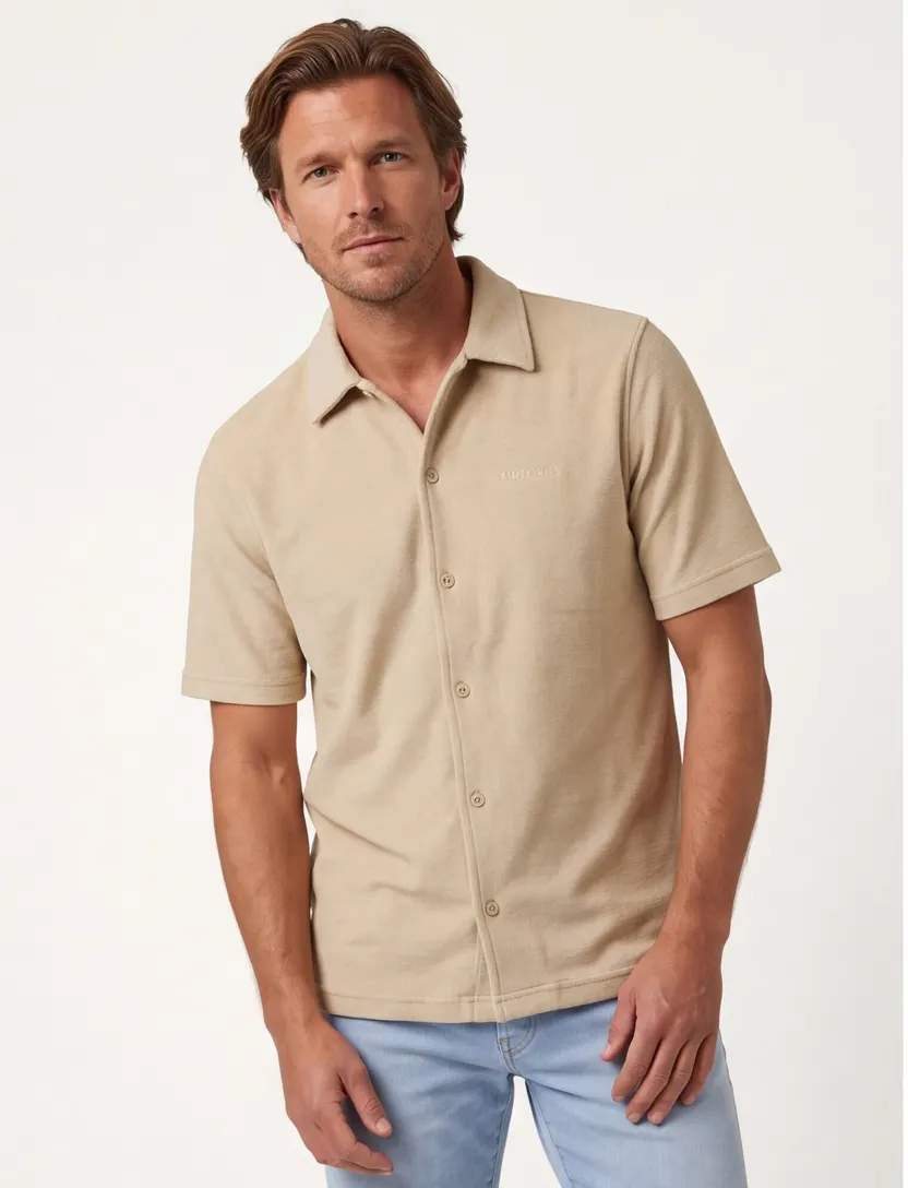 Beige katoen overhemd Airforce normale fit