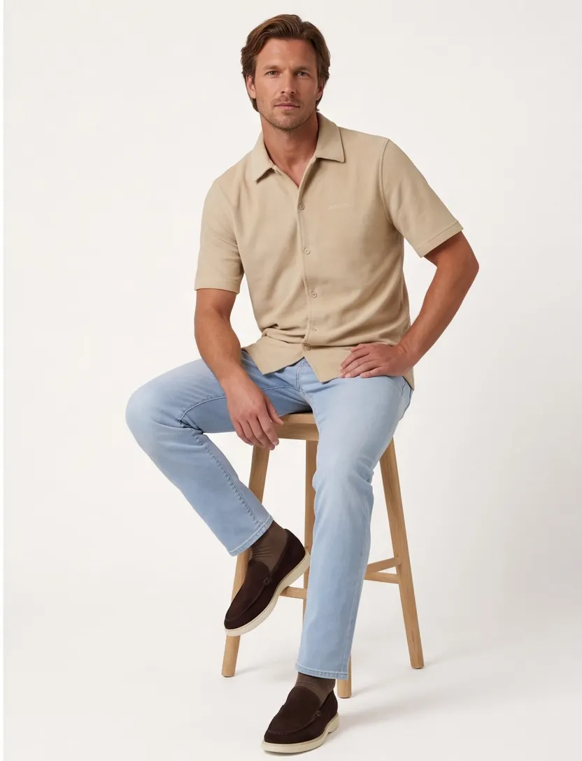 Beige katoen overhemd Airforce normale fit