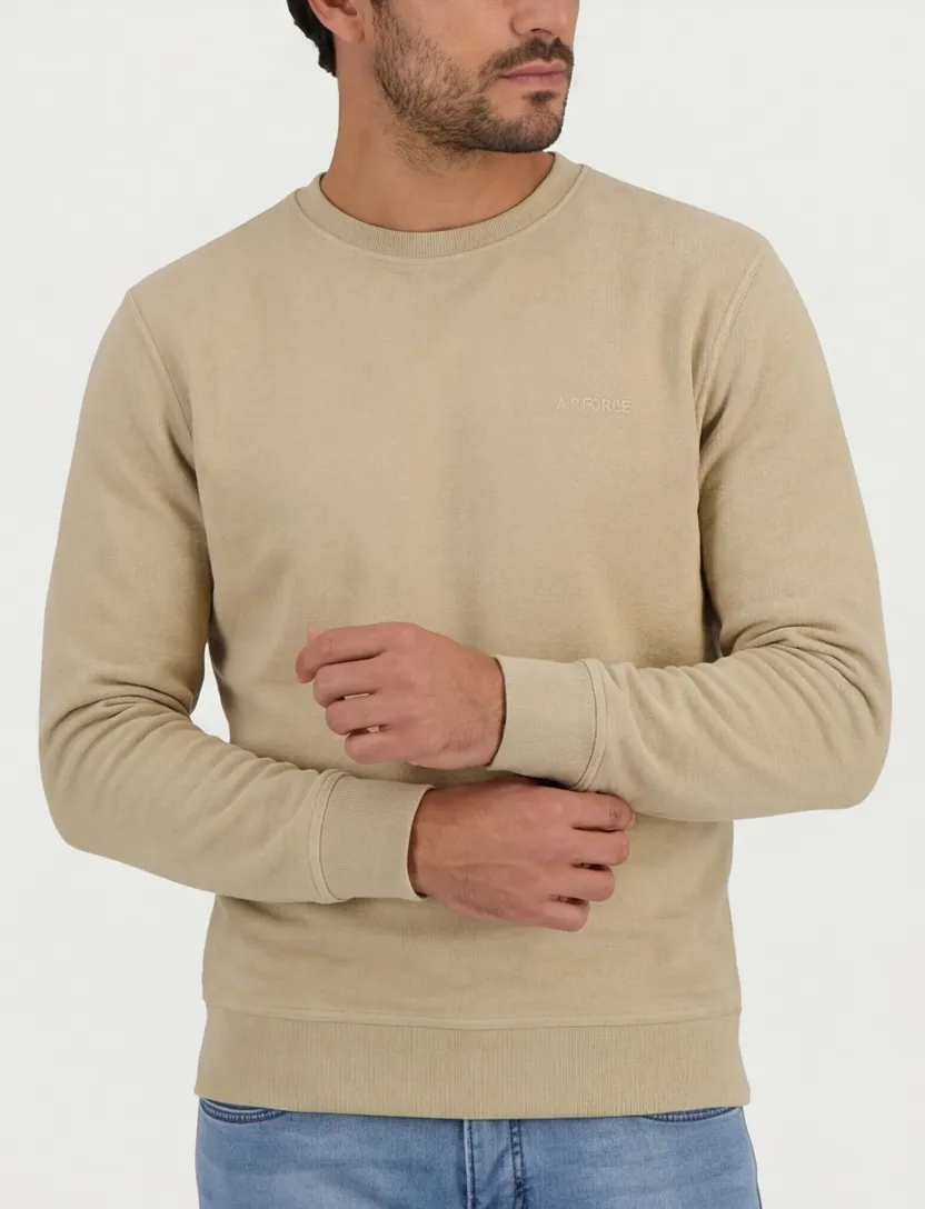 Sweater Airforce Milo lichtbruin organisch katoen