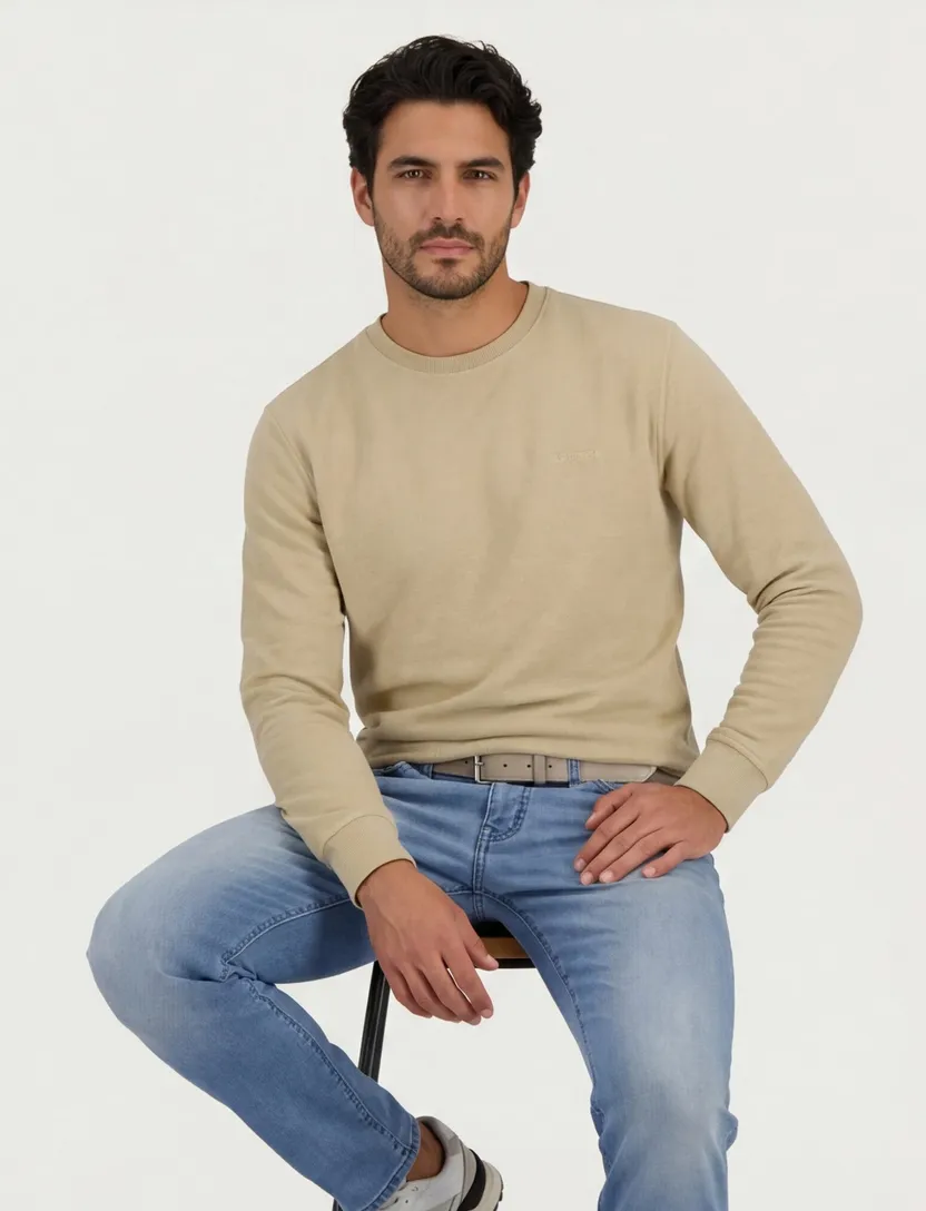 Sweater Airforce Milo lichtbruin organisch katoen