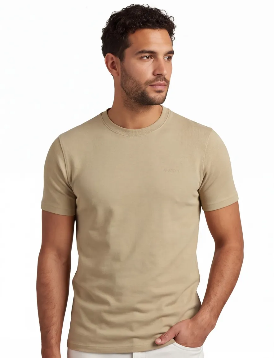 Beige Airforce Milo t-shirt korte mouw ronde hals