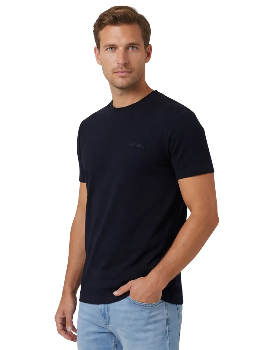 Donkerblauw regular fit t-shirt Airforce milo