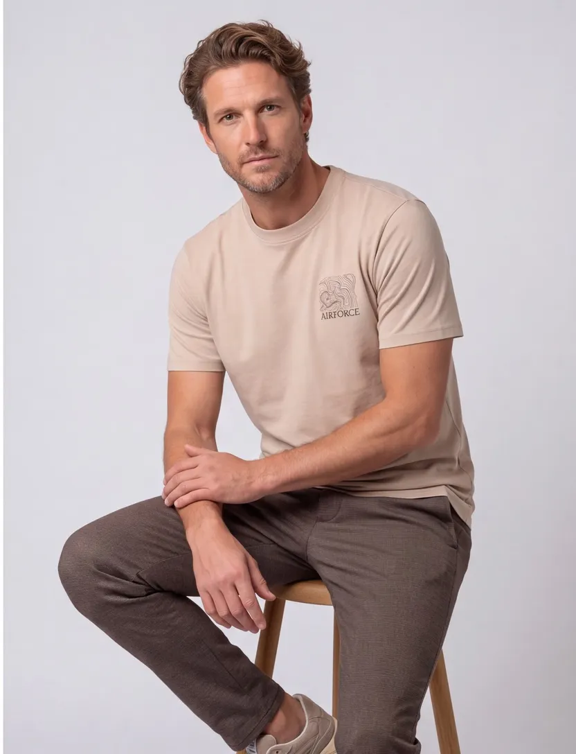 T-shirt Airforce backprint beige normale fit