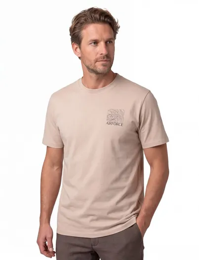 Airforce Beige t-shirt backprint Airforce korte mouw normale fit