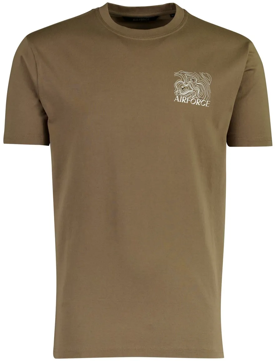 T-shirt Airforce bruin backprint wijde fit