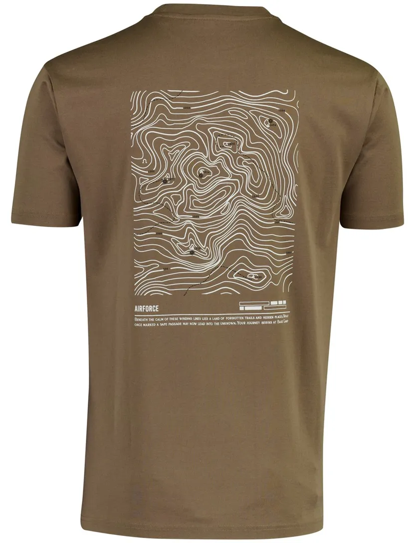 Airforce t-shirt bruin met backprint wijde fit