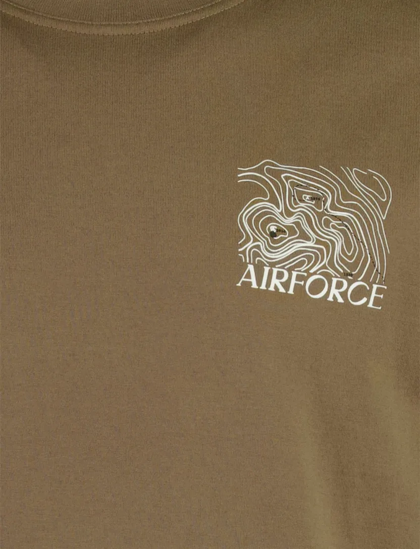 Airforce t-shirt bruin met backprint wijde fit