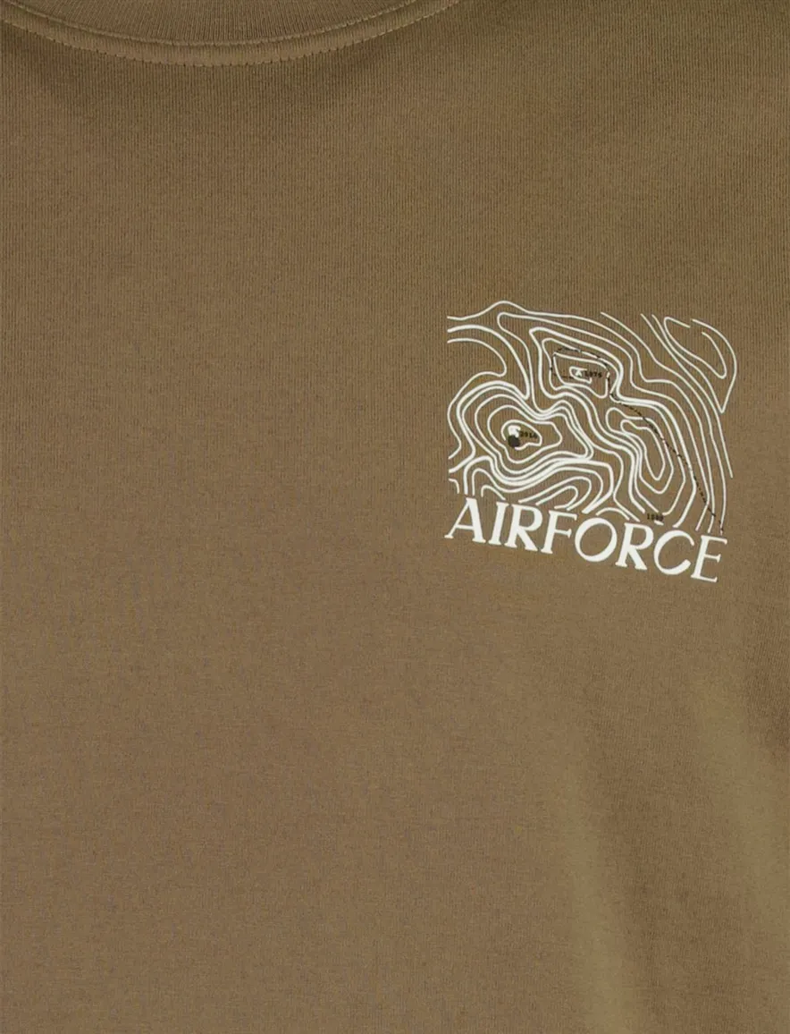 T-shirt Airforce bruin backprint wijde fit