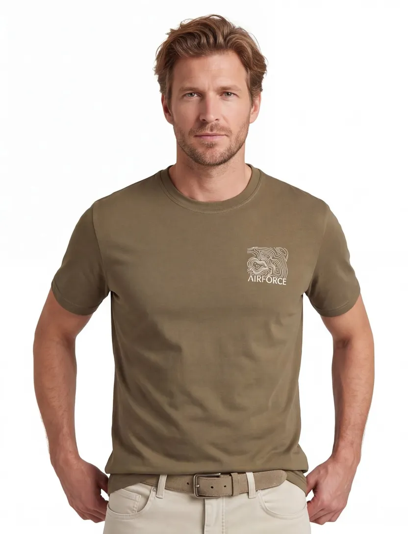 Airforce t-shirt bruin met backprint wijde fit