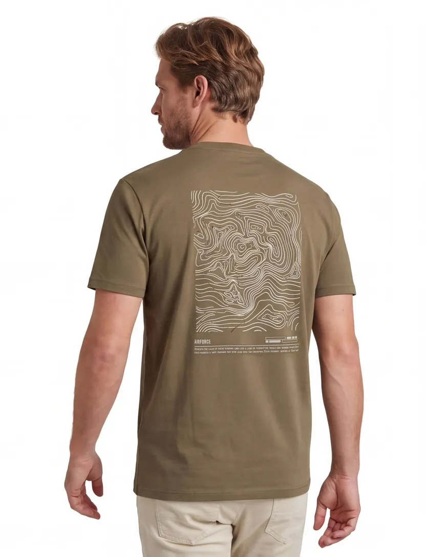 Airforce t-shirt bruin met backprint wijde fit