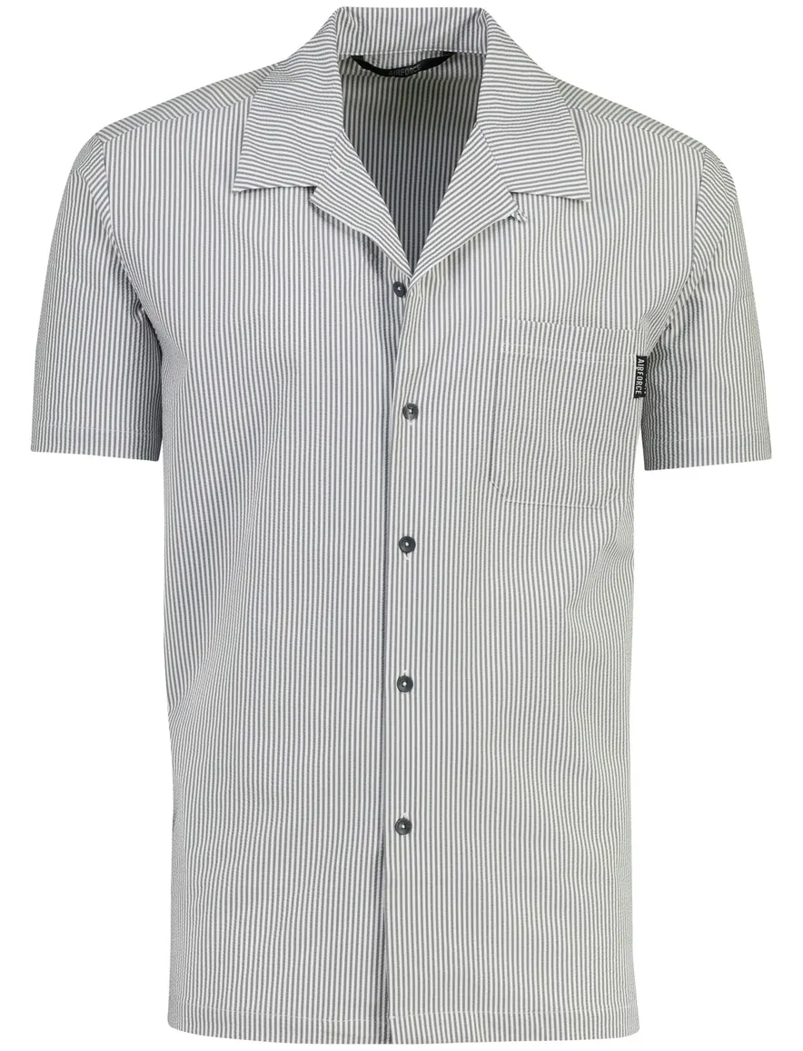 Airforce doorknoops polo donkerblauw gestreept