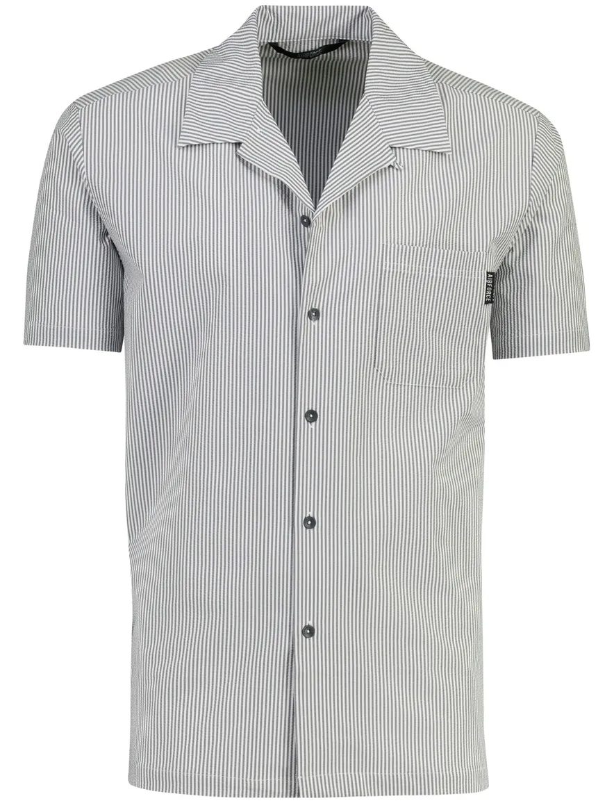 donkerblauwe doorknoop polo Airforce normale fit gestreept