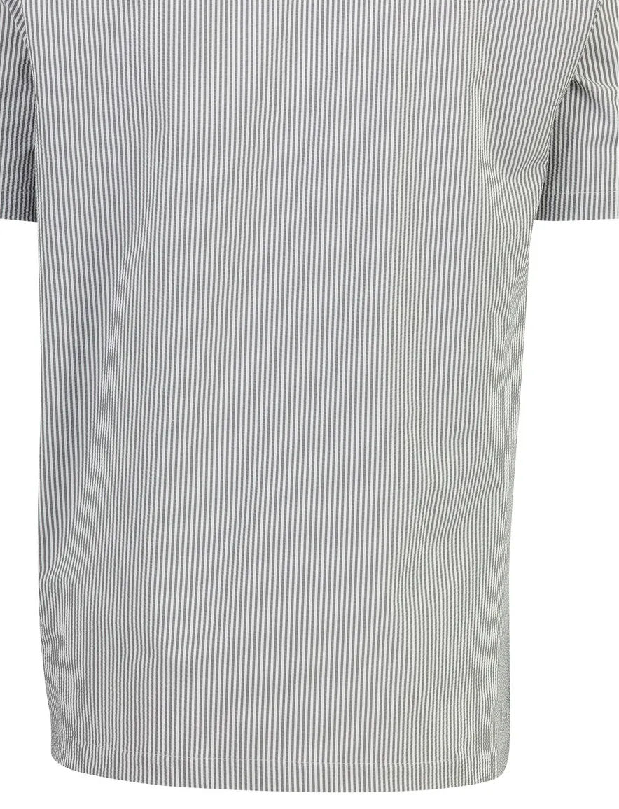 Airforce doorknoops polo donkerblauw gestreept