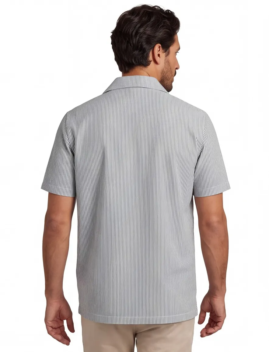Airforce doorknoops polo donkerblauw gestreept