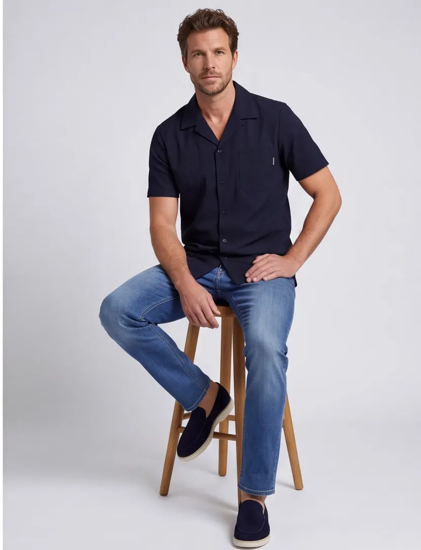Polo korte mouw Airforce navy knopen