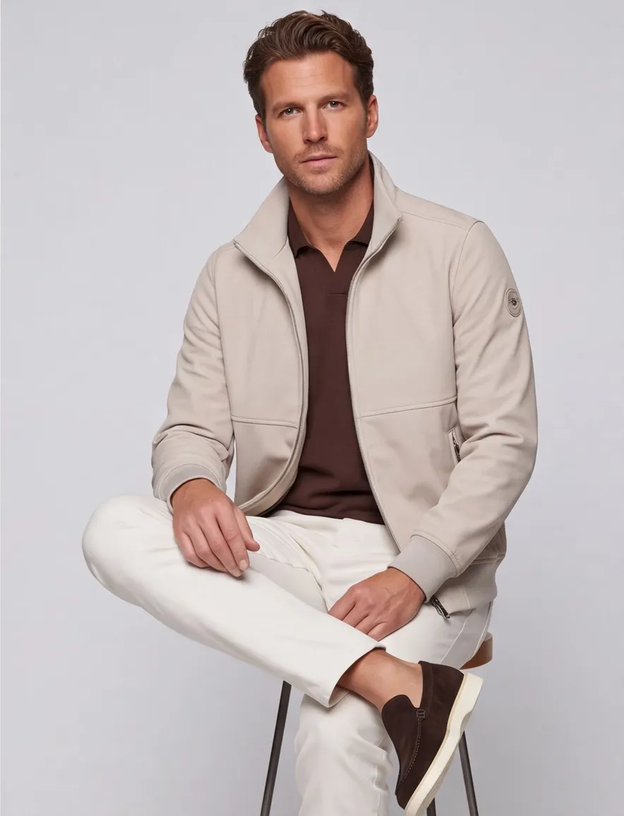 Airforce zomerjas opstaande kraag rits beige