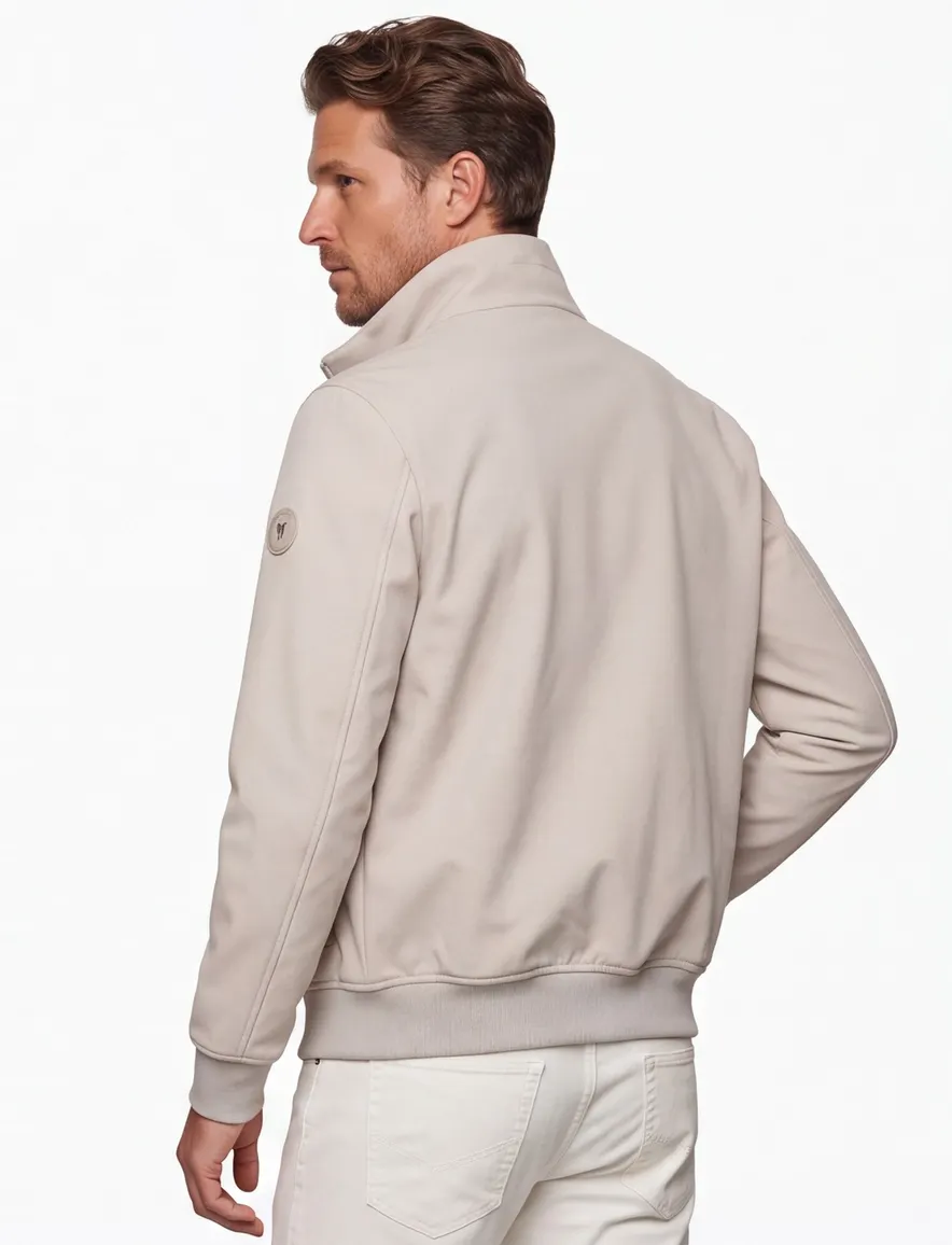 Airforce zomerjas opstaande kraag rits beige