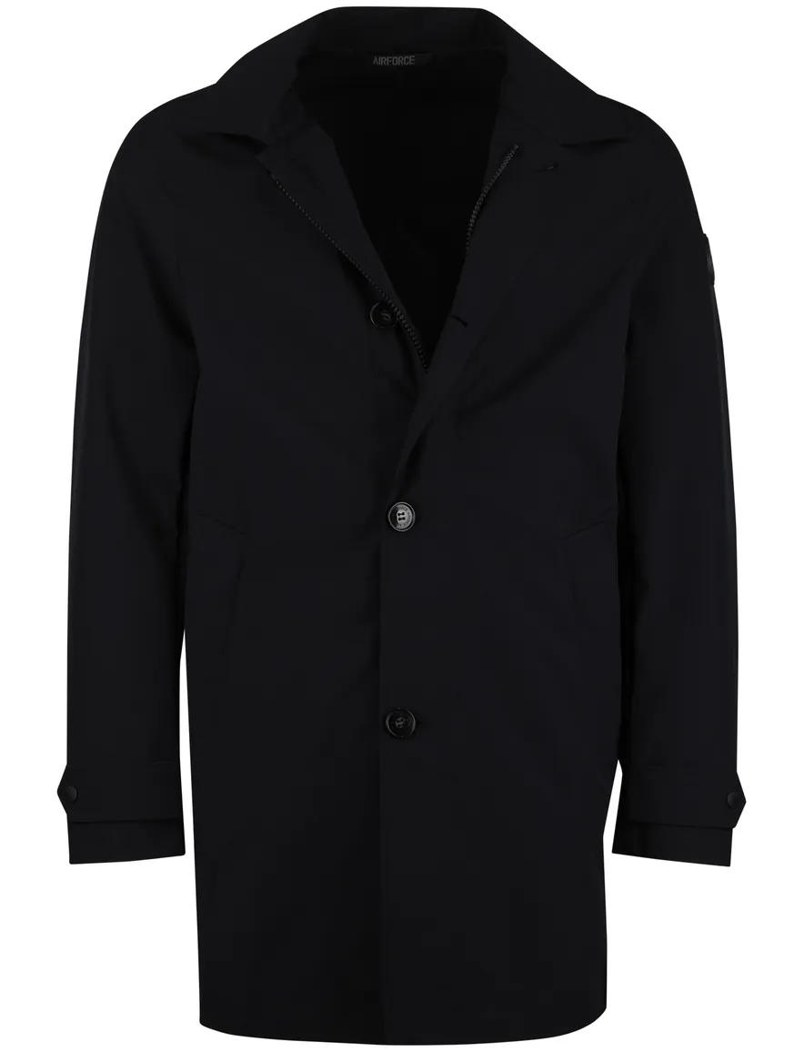 manteljas navy met rits en knoop polyester Airforce