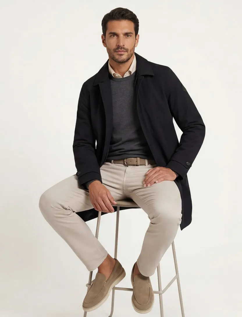 navy tussenjas knopen en rits Airforce slim fit