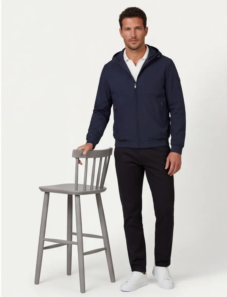 Airforce zomerjas donkerblauw met capuchon
