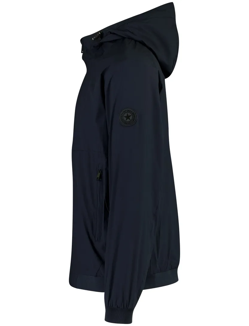 Zomerjas Airforce donkerblauw normale fit met capuchon en rits