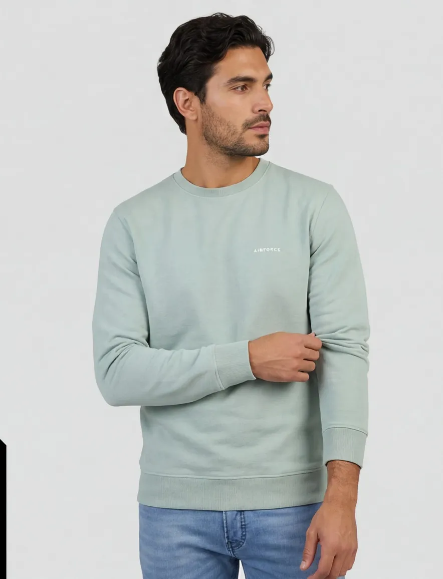 Mintgroene sweater Airforce lange mouw effen