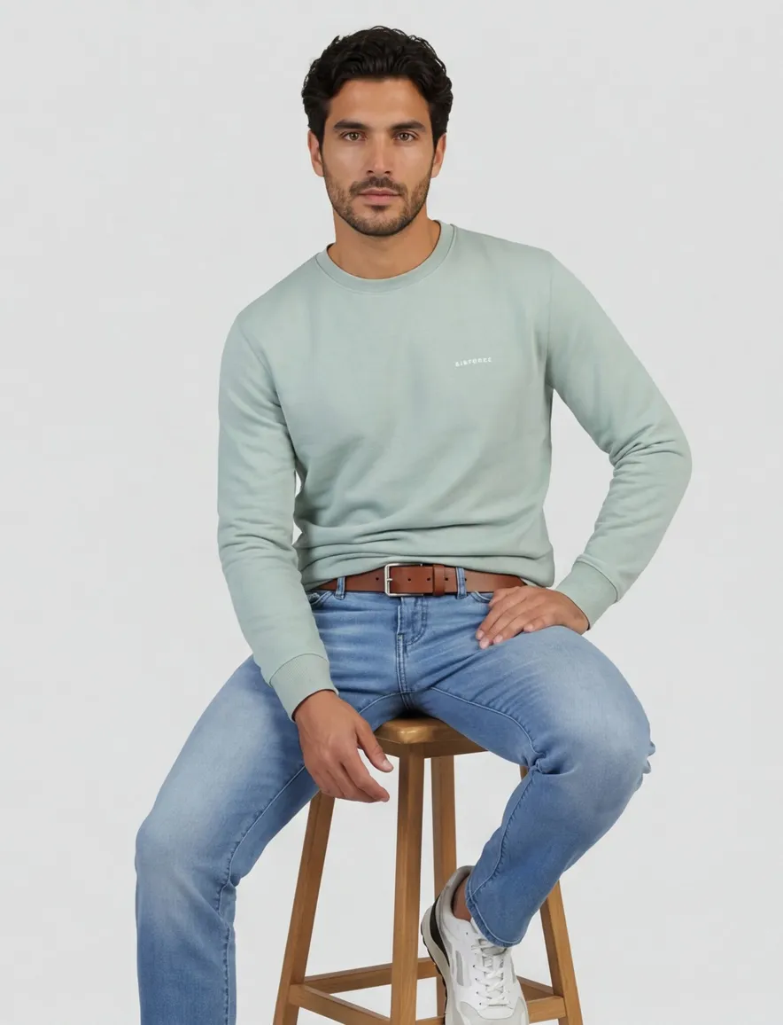 Mintgroene sweater Airforce lange mouw effen