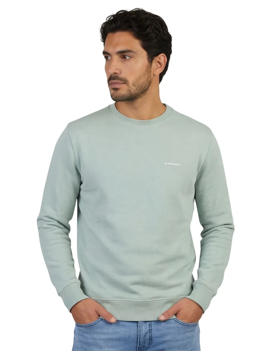 Mintgroene sweater Airforce lange mouw effen