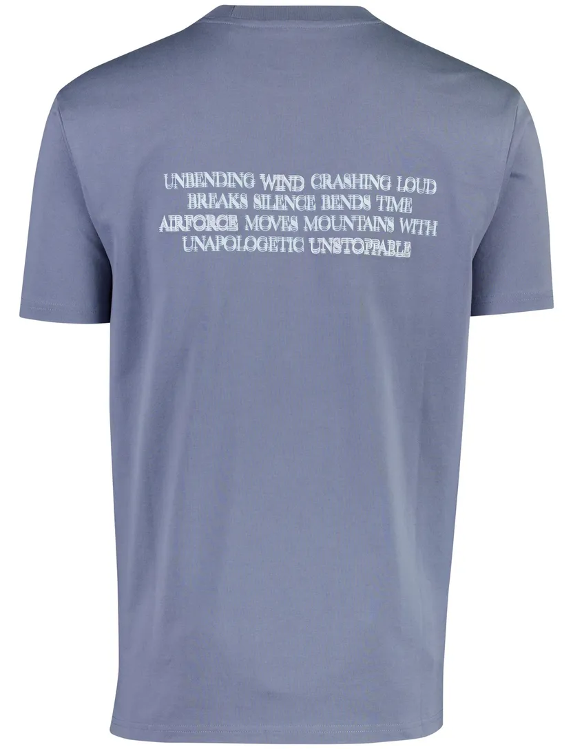T-shirt Airforce blauw katoen backprint