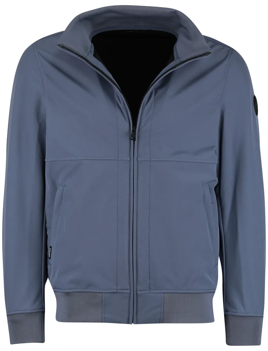 Airforce zomerjas blauw effen opstaande hals