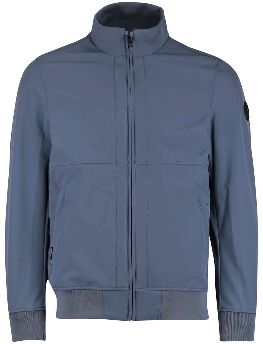 Airforce zomerjas blauw effen opstaande hals