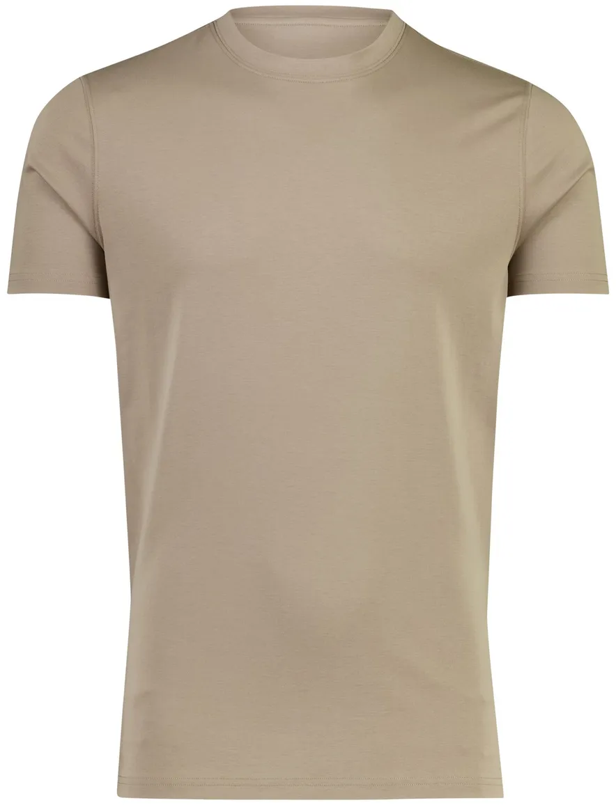 beige t-shirt Thomas Maine ronde hals katoen