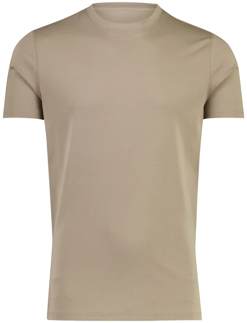 t-shirt Thomas Maine beige ronde hals normale fit