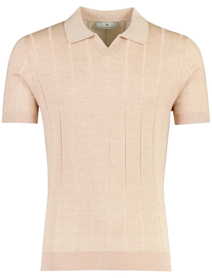 Poloshirt Thomas Maine V-hals oranje merinowol