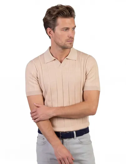 Thomas Maine Poloshirt Thomas Maine V-hals oranje merinowol