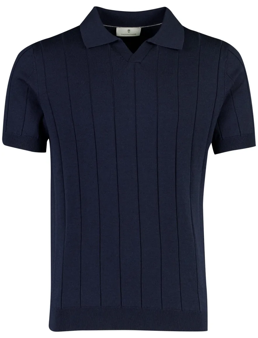 Poloshirt Thomas Maine donkerblauw v-hals