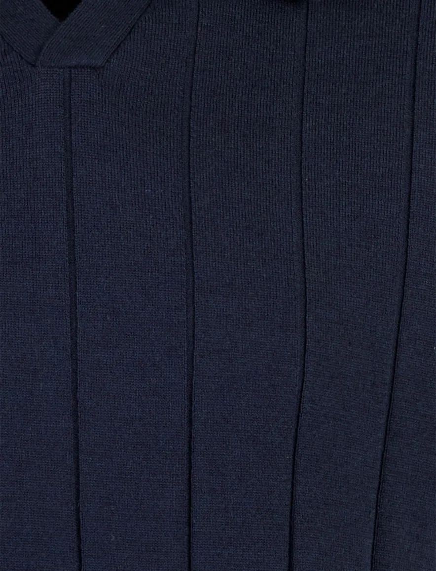 Poloshirt Thomas Maine donkerblauw v-hals
