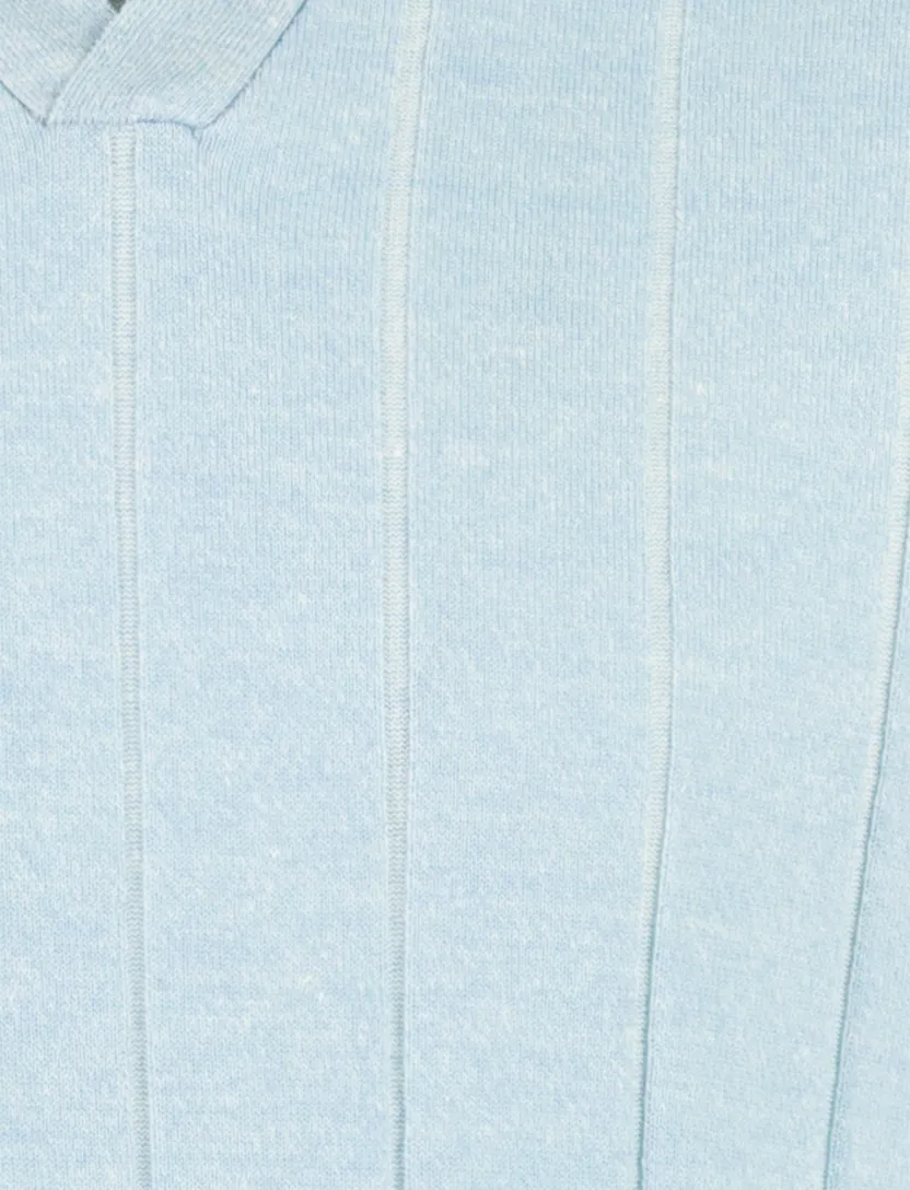 Poloshirt Thomas Maine lichtblauw V-hals merinowol strepen