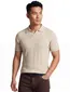 Thomas Maine poloshirt v-hals beige merinowol