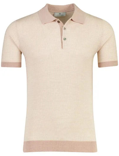 Thomas Maine Poloshirt Thomas Maine roze met wit print merinowol