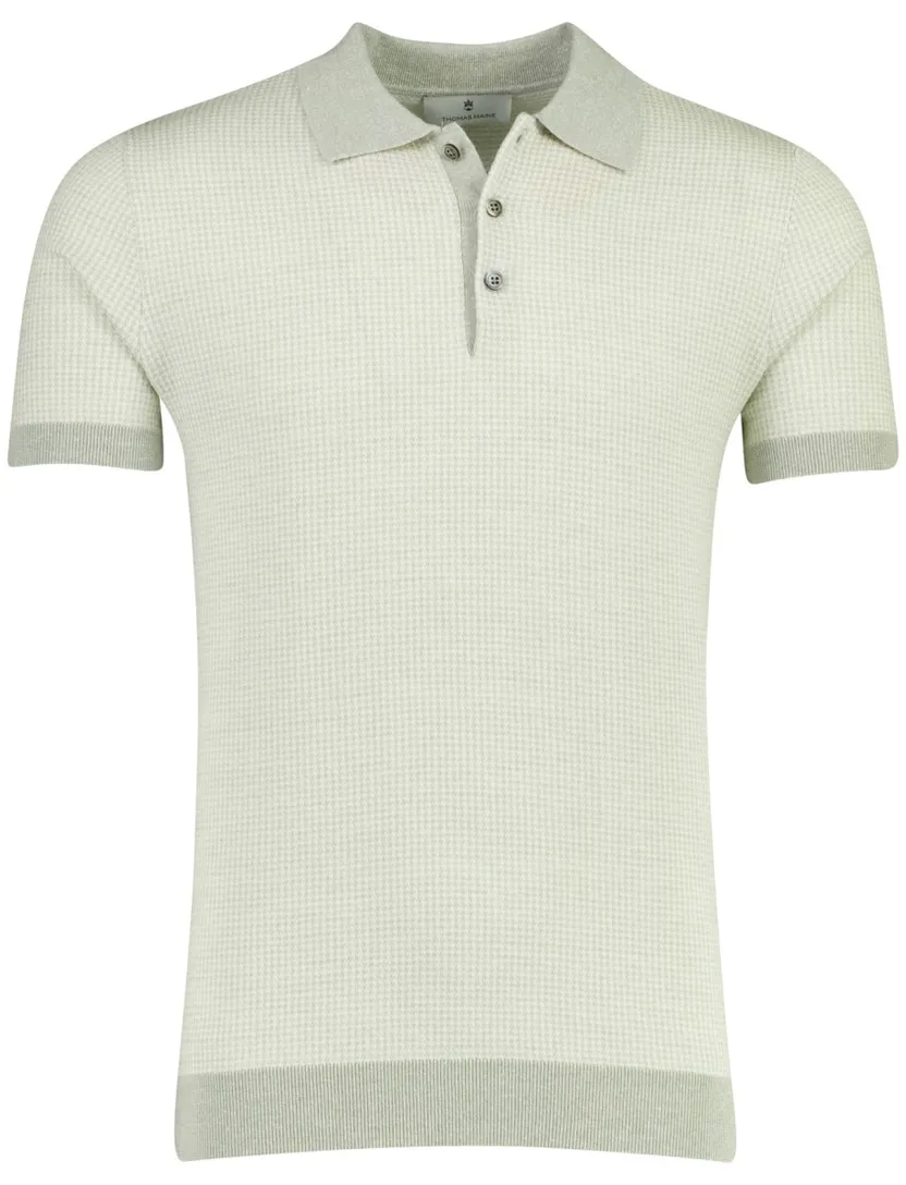 Poloshirt Thomas Maine groen merinowol linnen katoen