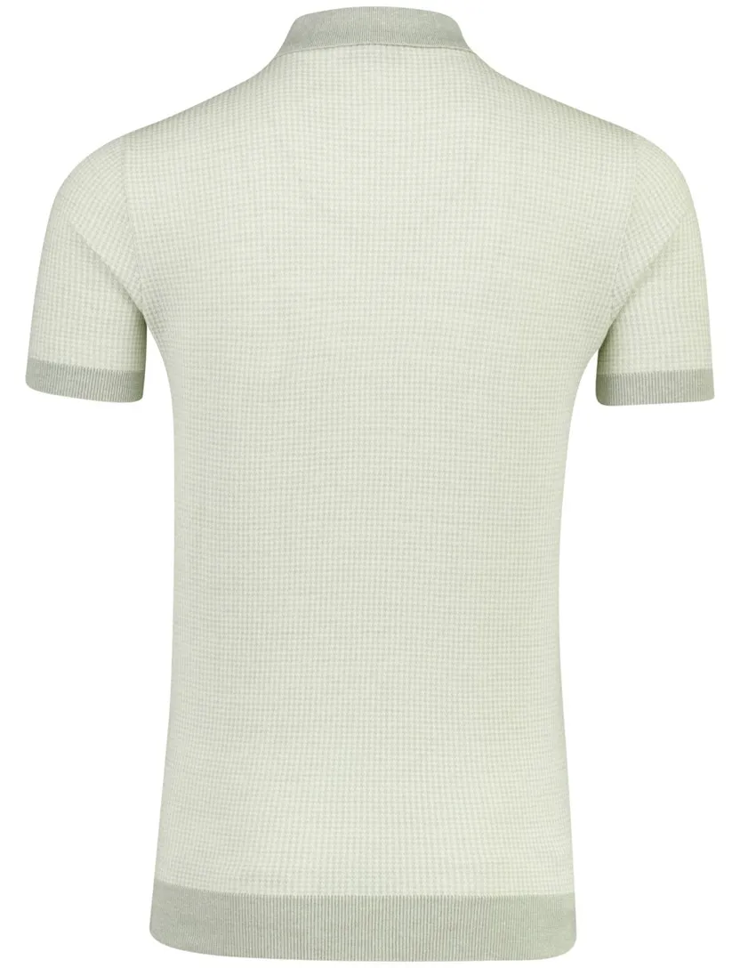 Poloshirt Thomas Maine groen merinowol linnen katoen