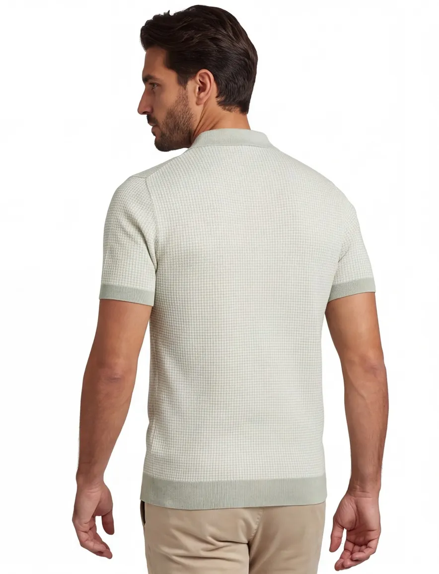 Poloshirt Thomas Maine groen gebreid