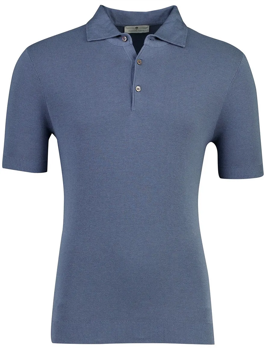 Thomas Maine polo 3 knopen blauw