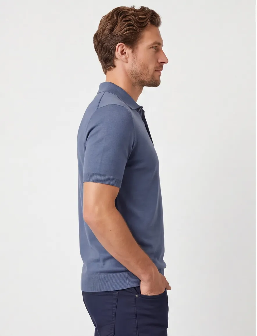 Thomas Maine polo 3 knopen blauw