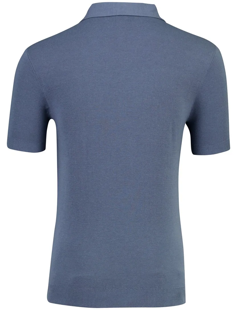Korte mouw polo Thomas Maine blauw met boord